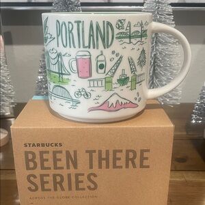 Starbucks Portland Mug with Green and Pink Design